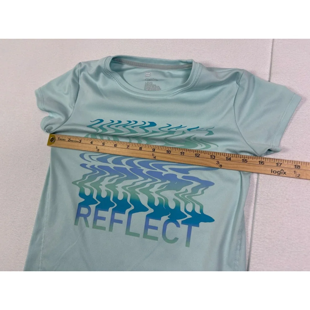 All In Motion Girls Large 10/12 Light Blue Reflect Graphic Activewear T-Shirt